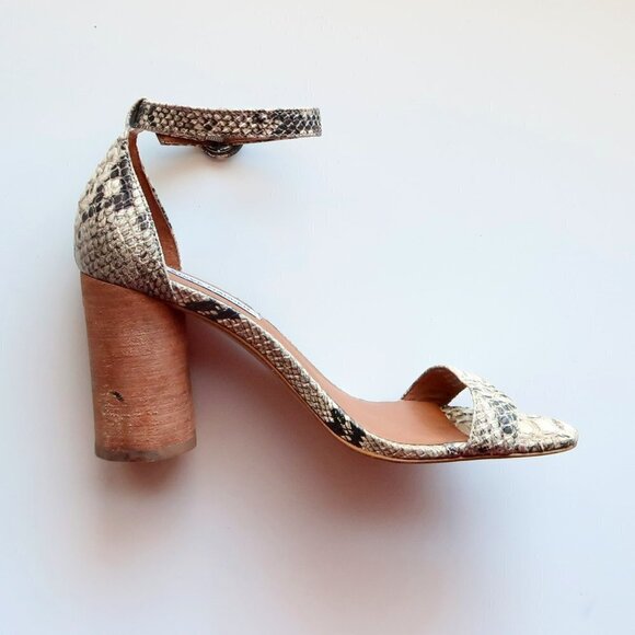Steve Madden Sara Snakeskin Cylinder Heel Ankle Strap Sandals Size 7.5 - Picture 7 of 16